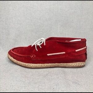 n.d.c. Red suede espadrille chukka boots, size 7.5